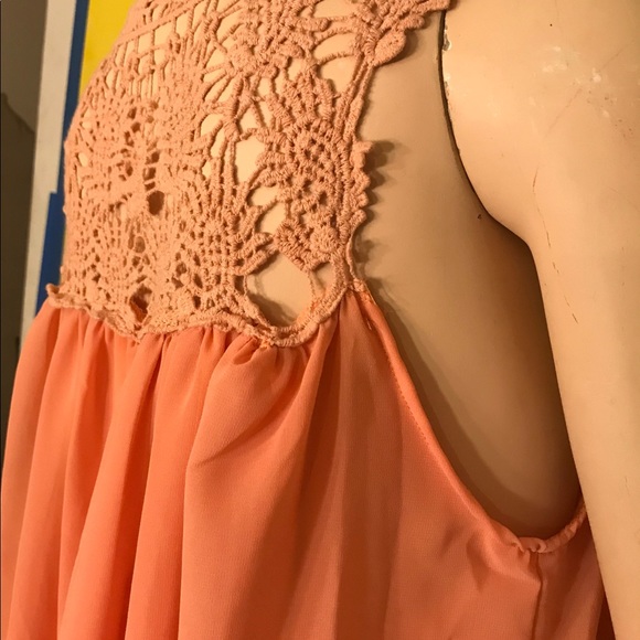 Halloween Orange Vintage Chiffon & Lace Midi Dress - Picture 7 of 10